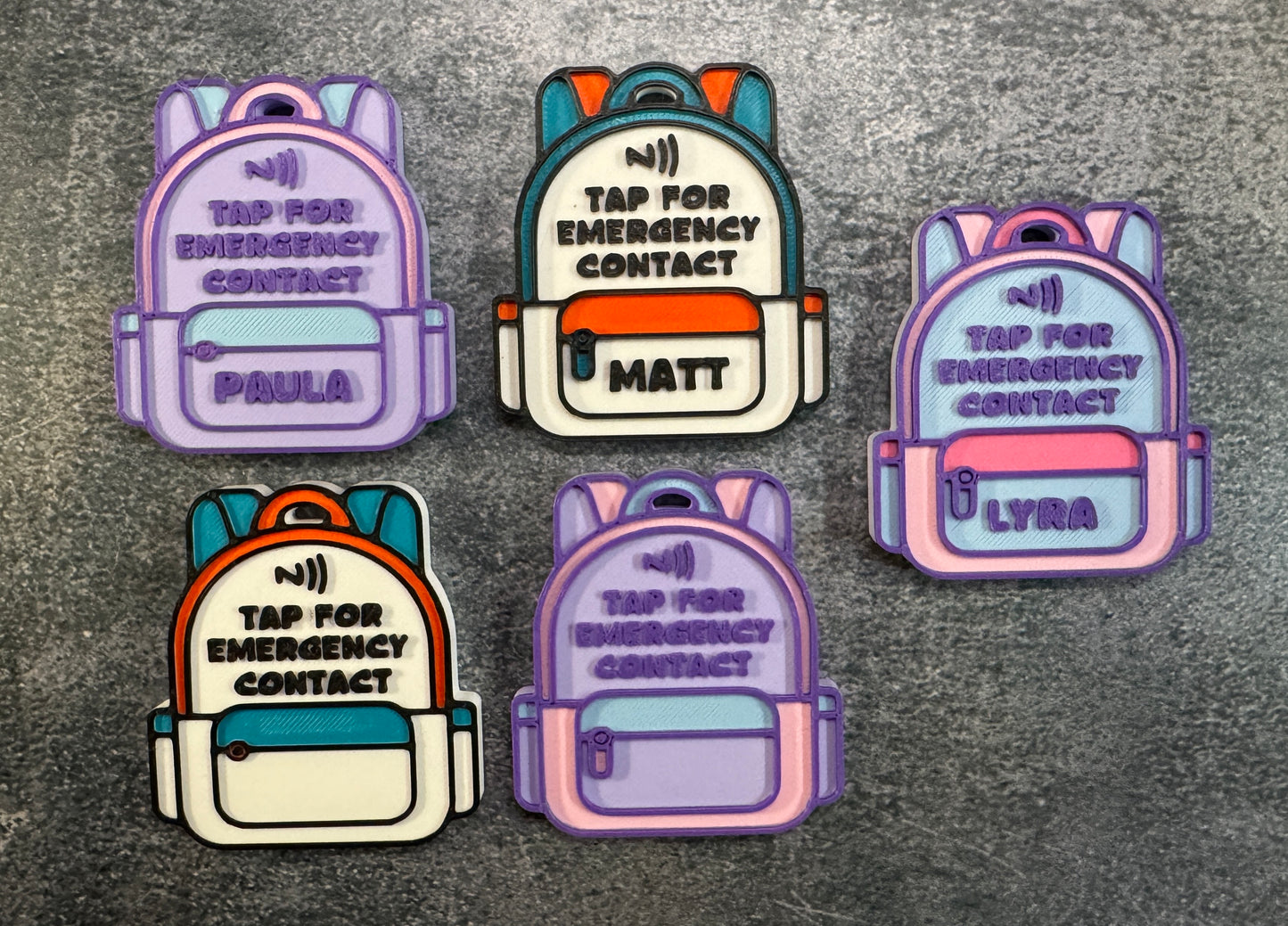 Personalized NFC Backpack Emergency Contact Tag